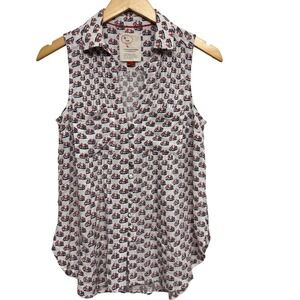 Conversations by Anthropologie Blouse XS 5 of 52 Bicycle Print‎ Sleeveless Top